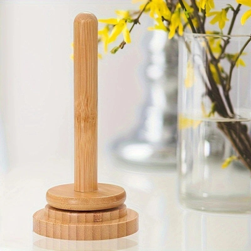 Wooden Yarn Holder Rotating Bamboo Knitting Wool Spindle Stand Crochet Organiser