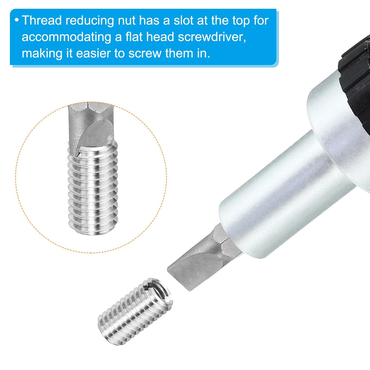 6Pcs M12x M8x30mm Male to Female Thread Repair Insert, Silver Tone
