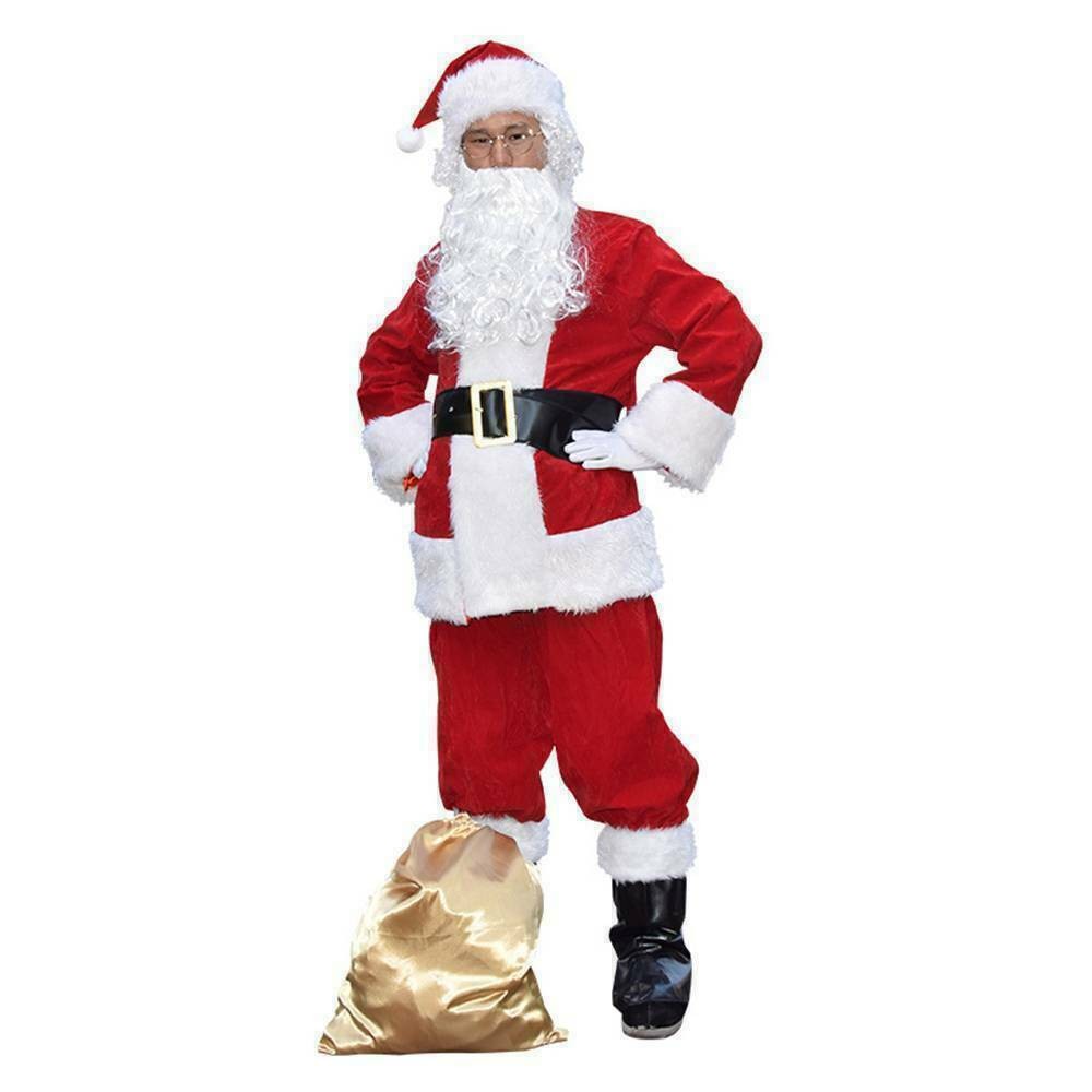 NEW Santa Claus Costume Suit Adult Father Christmas Fancy Dress Mens Xmas Outfit
