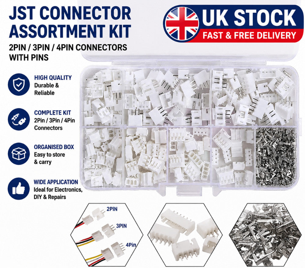 450PCS JST PH 2,0 mm 2/3/4 Pin PCB Board Connectors Plug Male Female Kit Set