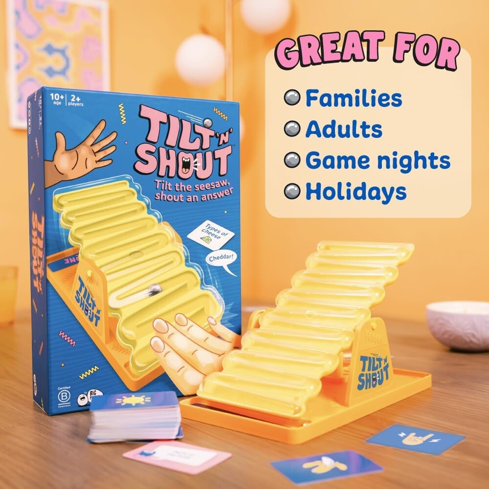 Hot Tilt 'n' Shout – Fast-Paced Family Party Game with 144 Unique Categories