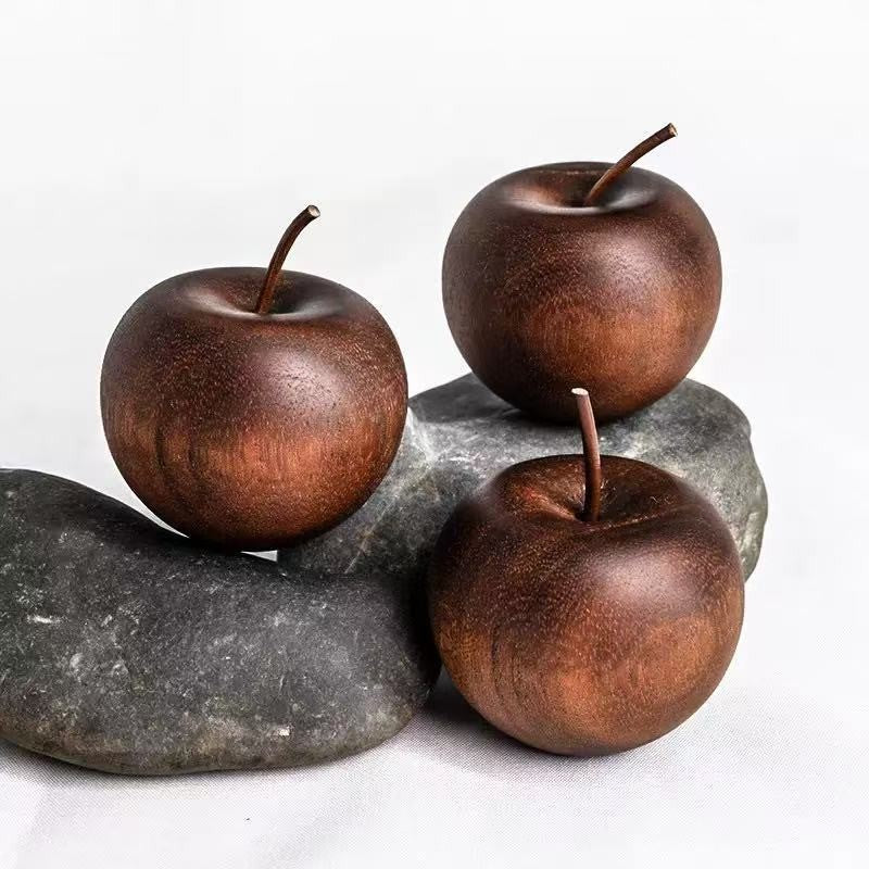 3x Apple Shaped Oil Diffusers Dark Wood  Flameless Wooden Essential Oil Diffuser