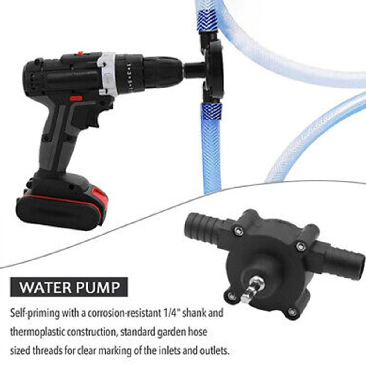 Portable Electric Powered Drill Pump Oil Fluid Water Transfer Self Priming Pumps