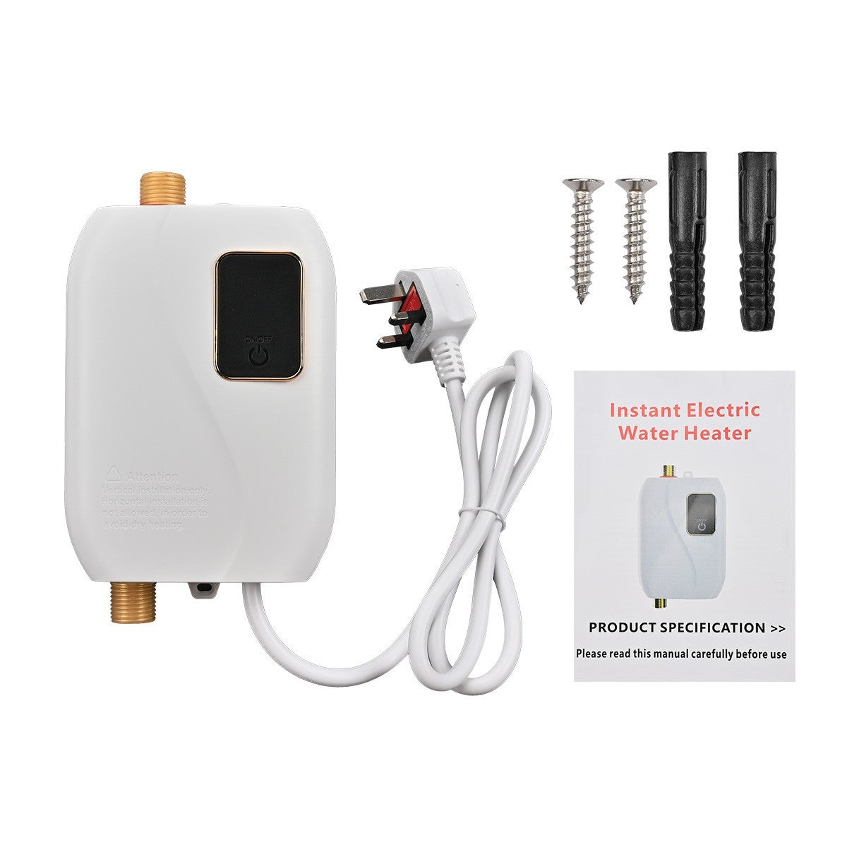 3KW Hot Water Heater Instant Electric Tankless Under Sink Tap Kitchen Bathroom