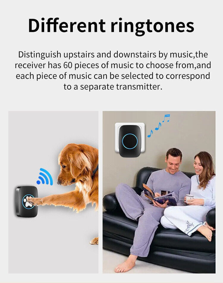 Smart Dog Door Bell Intelligent Sensing Wireless Dog Doorbell Transmitter and Re