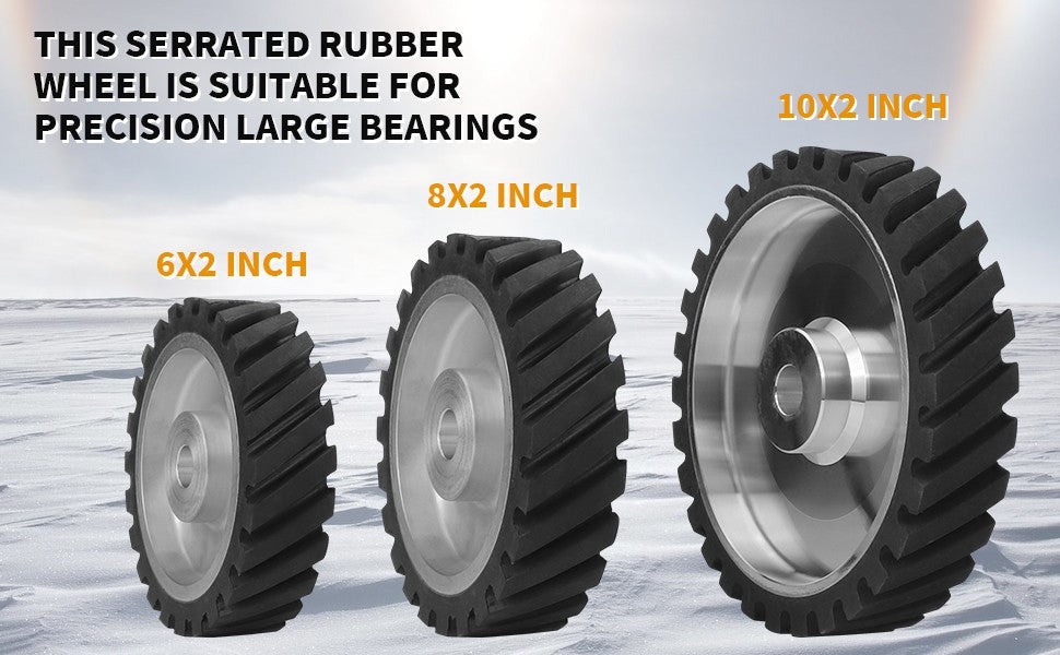 150mm/200mm/250mm Black Rubber Serrated Sand belt Grinding Contact Wheel