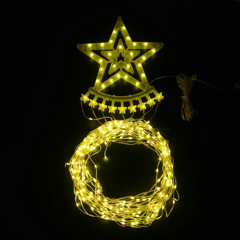 Outdoor Christmas Decor Plug in LED Star String Lights Waterfall Xmas Tree Light