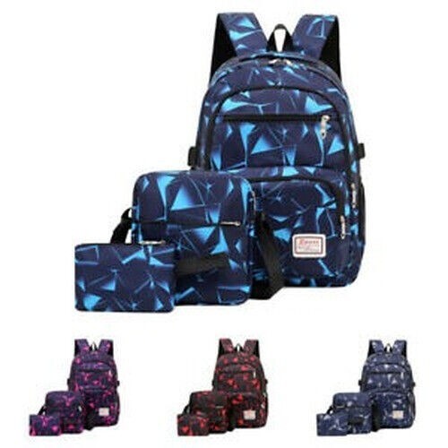 School Bag 3Pcs Set Large Camouflage Backpack Girls Boys Travel Rucksack Bag