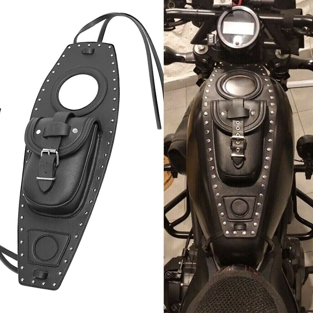 Fuel Gas Tank Pouch Bag Tank Pad Cover For Harley Sportster XL883 XL1200 Black