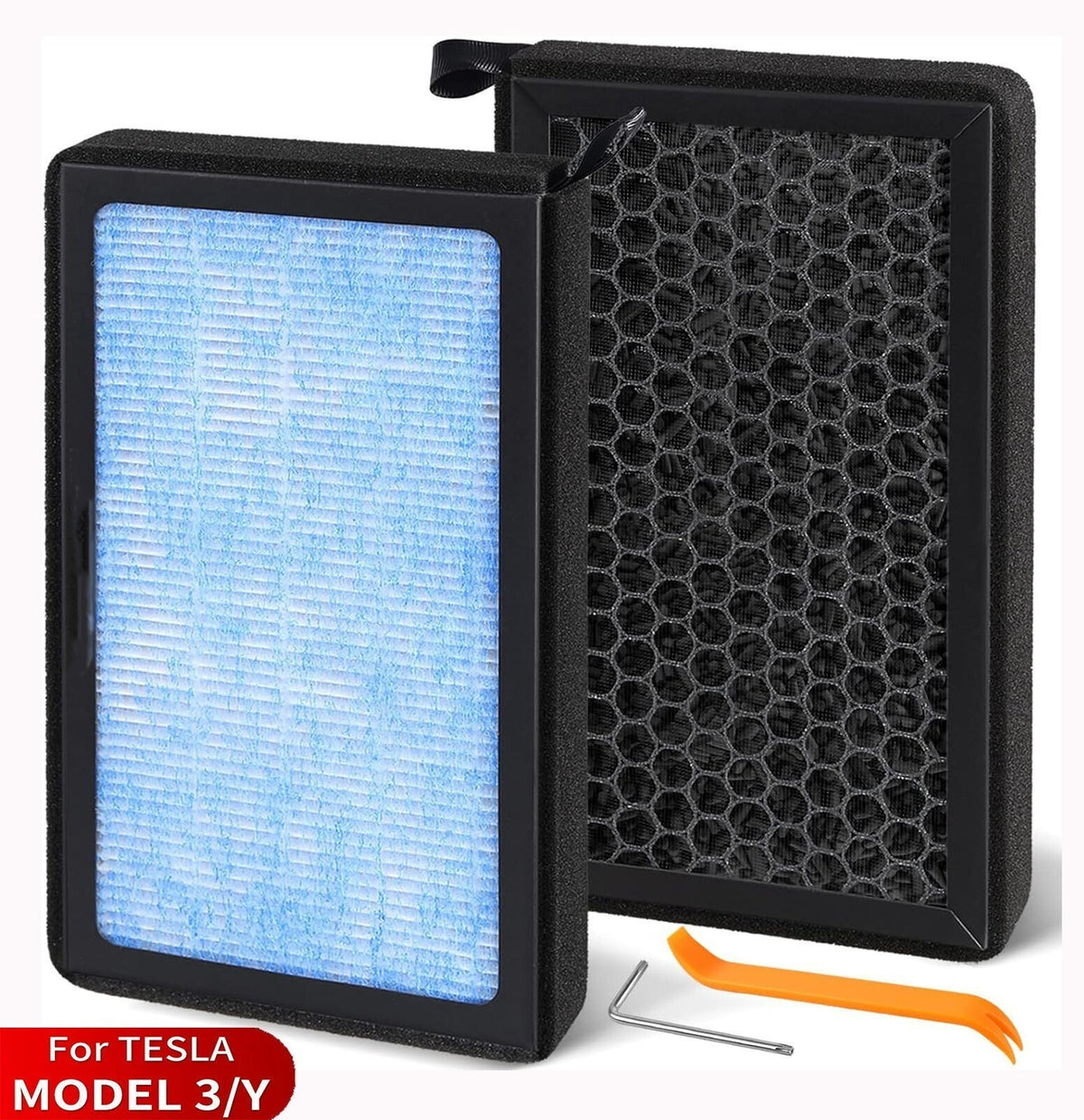 2Pack HEPA Air Filter for Tesla Model Y Model 3 2016-2026 Cabin Activated Carbon