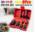 9Pcs Impact Socket Adapter Reducer Set 1/4" 3/8" 1/2" 3/4" F to M Driver Tool