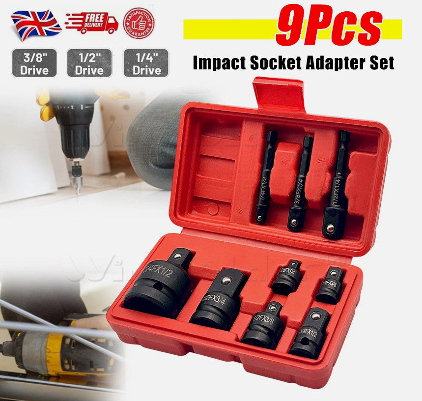 9Pcs Impact Socket Adapter Reducer Set 1/4" 3/8" 1/2" 3/4" F to M Driver Tool