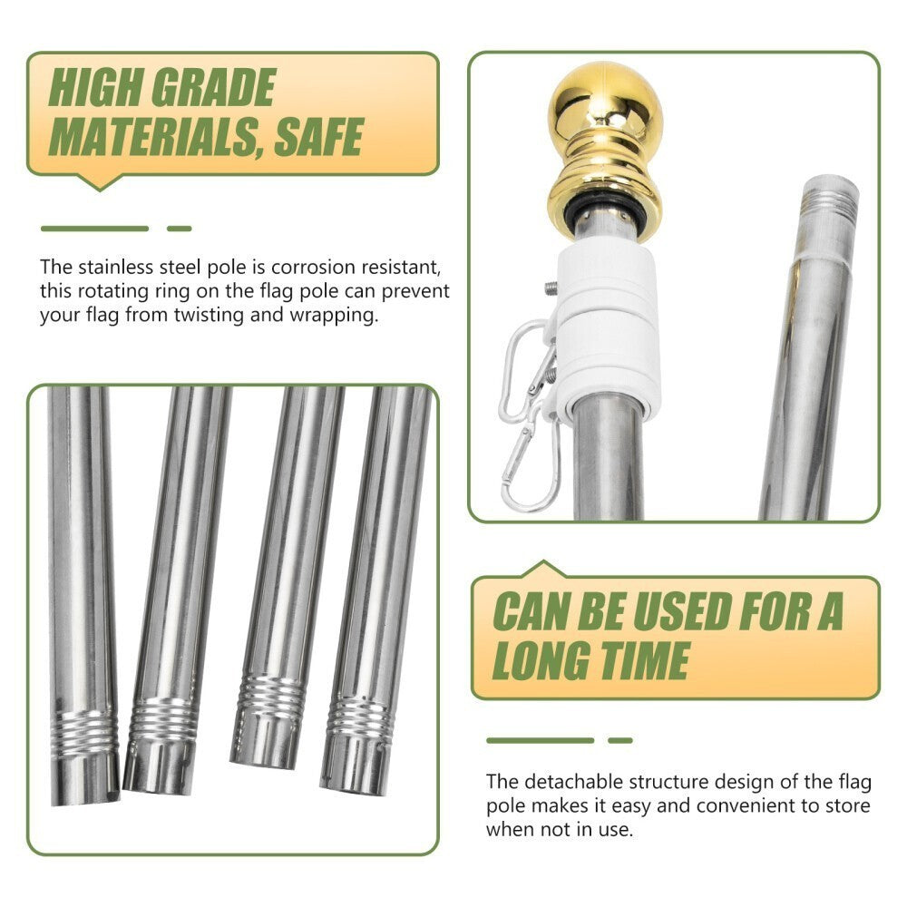 Heavy Duty Flag Pole Rustproof Durable Stainless Steel Flagpole
