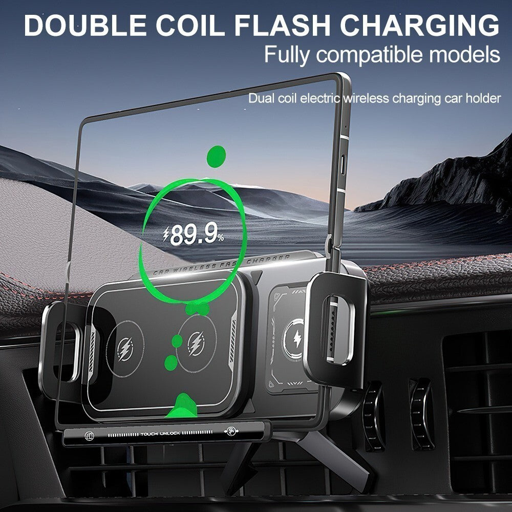 15W Wireless Charger Car Phone Mount Holder Air Vent Fast Charging Rotating UK