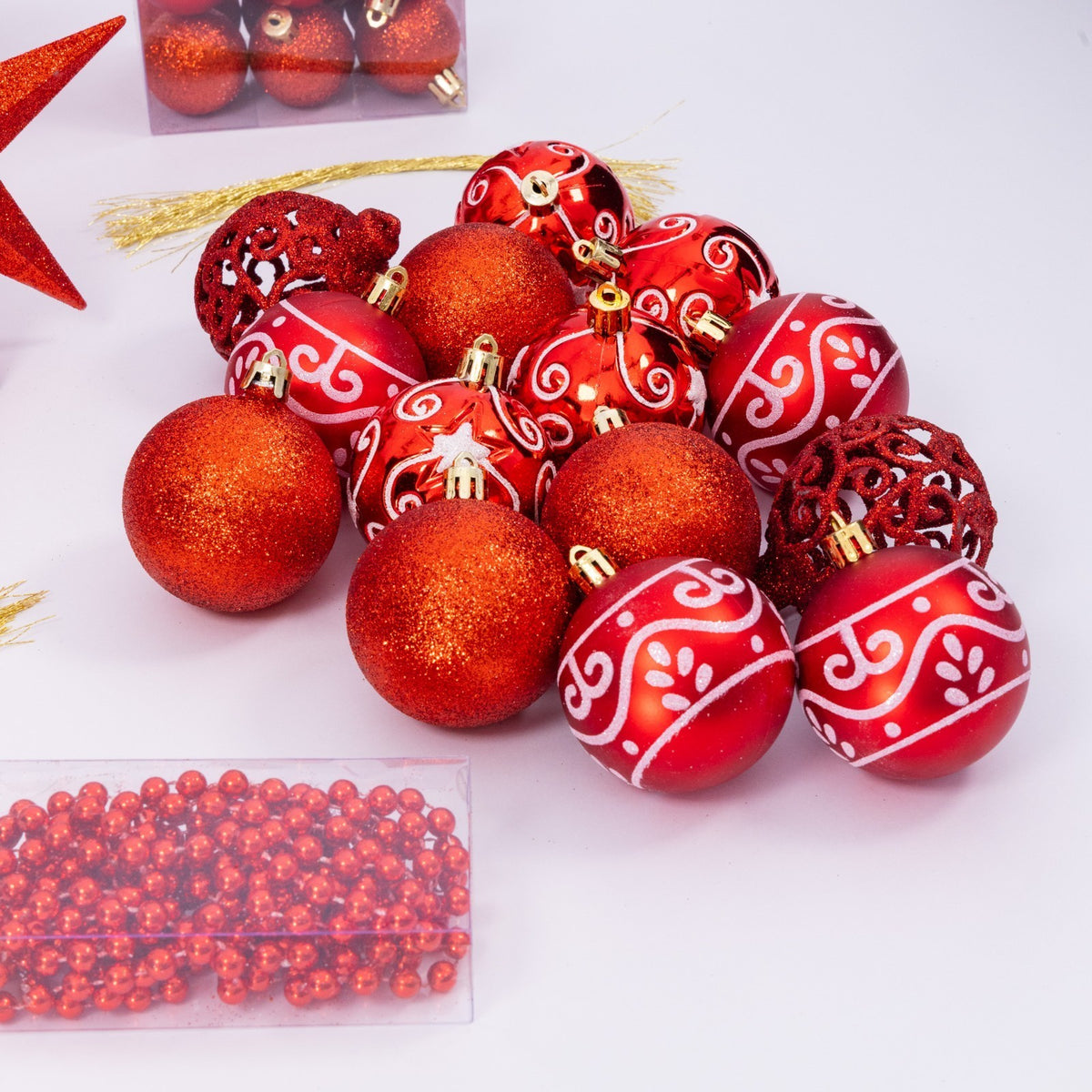 102 Christmas Baubles Tree Hanging Balls Xmas Party Beads Ornament Mixed Sizes