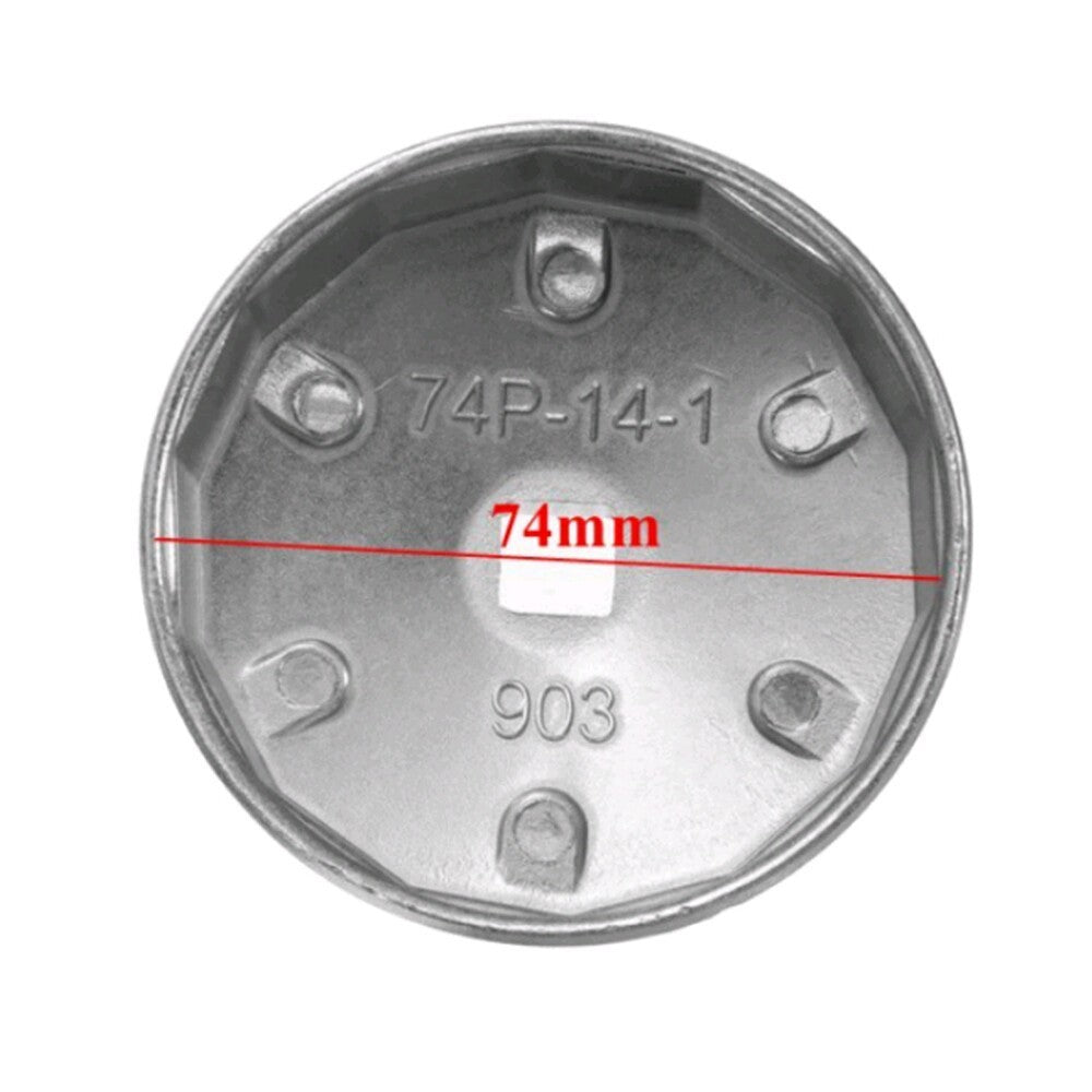 Car Universal 74mm 14 Flute Aluminum Oil Filter Wrench Socket Remover Tools