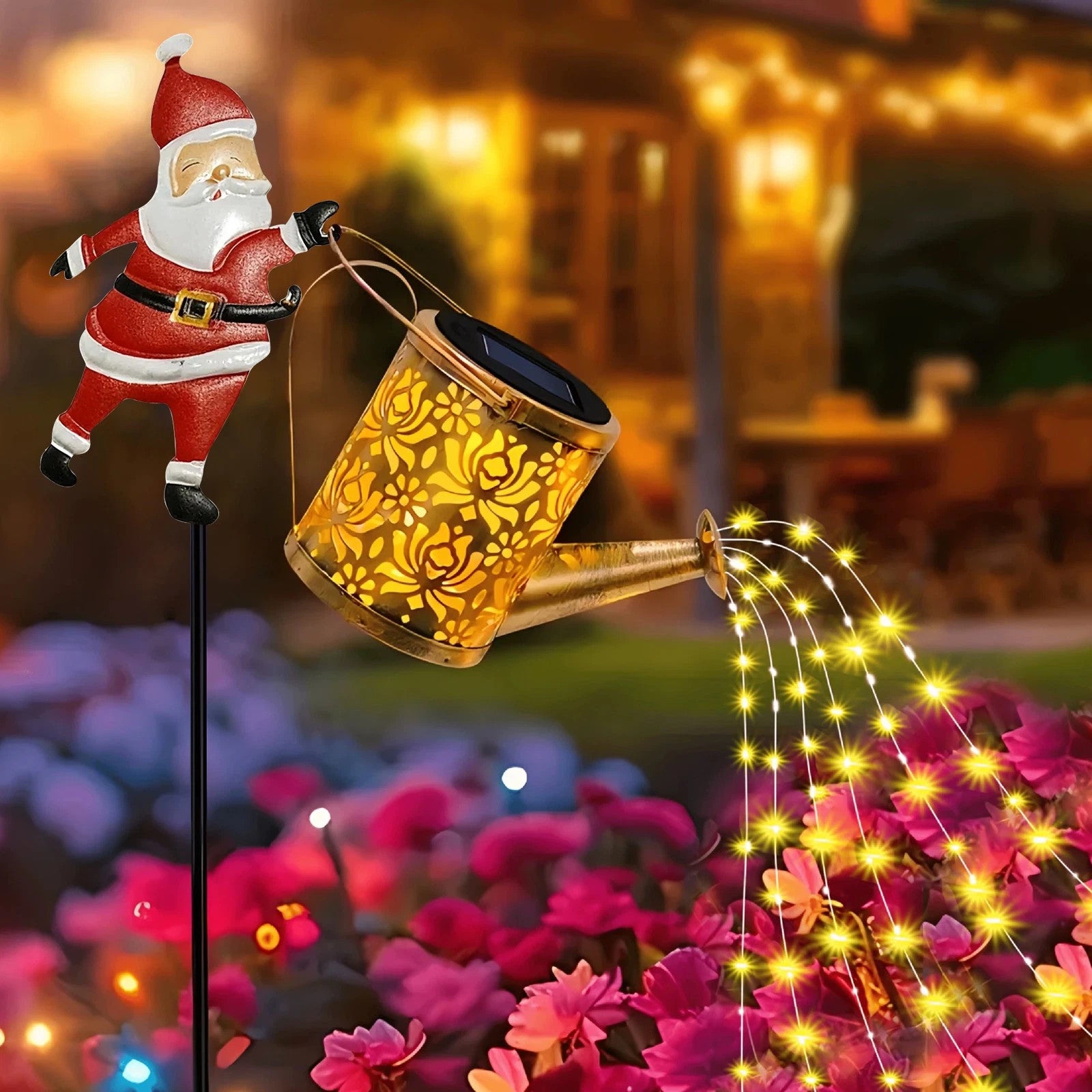 Solar Watering Can Lights Outdoor,Christmas Santa Waterproof Metal Garden  UK