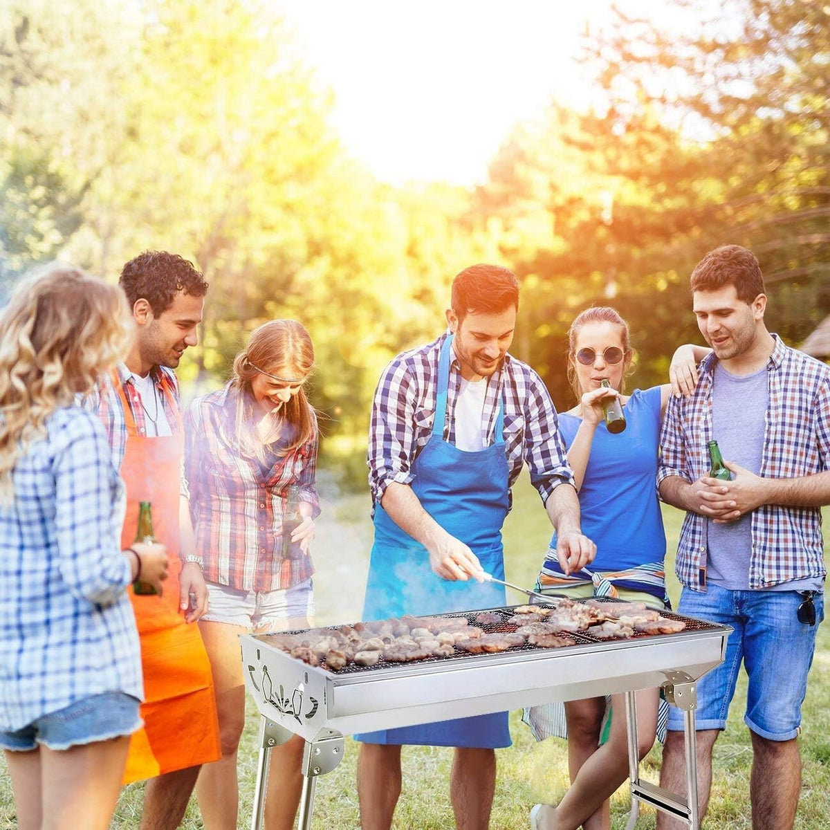 BBQ CHARCOAL BARBECUE GRILL STEEL STAINLESS GARDEN PICNIC CAMPING STOVE FOLDING