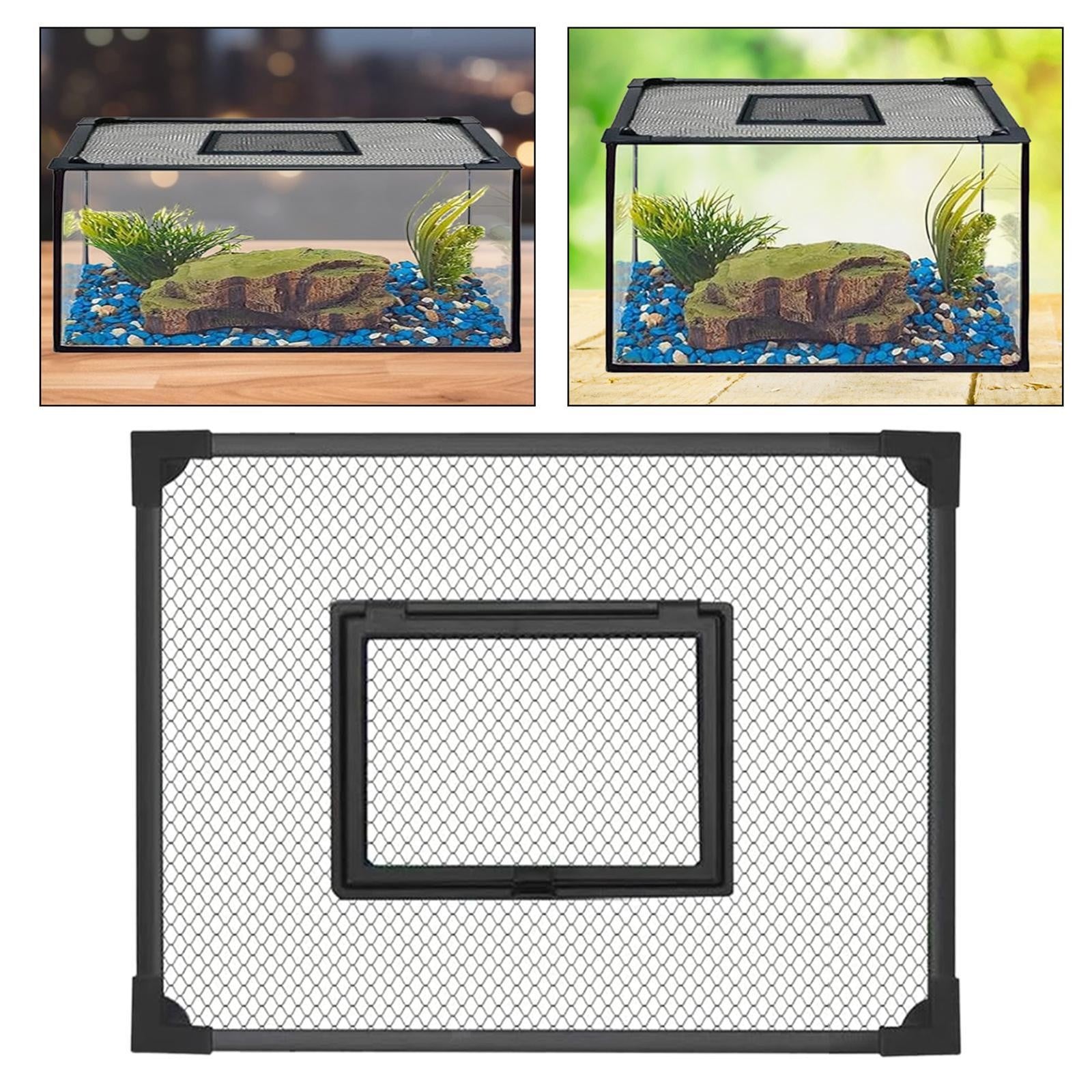 Fish Tank Lid Self Assembly Anti Jump Net Cover Magnetic Black Aquarium Hood