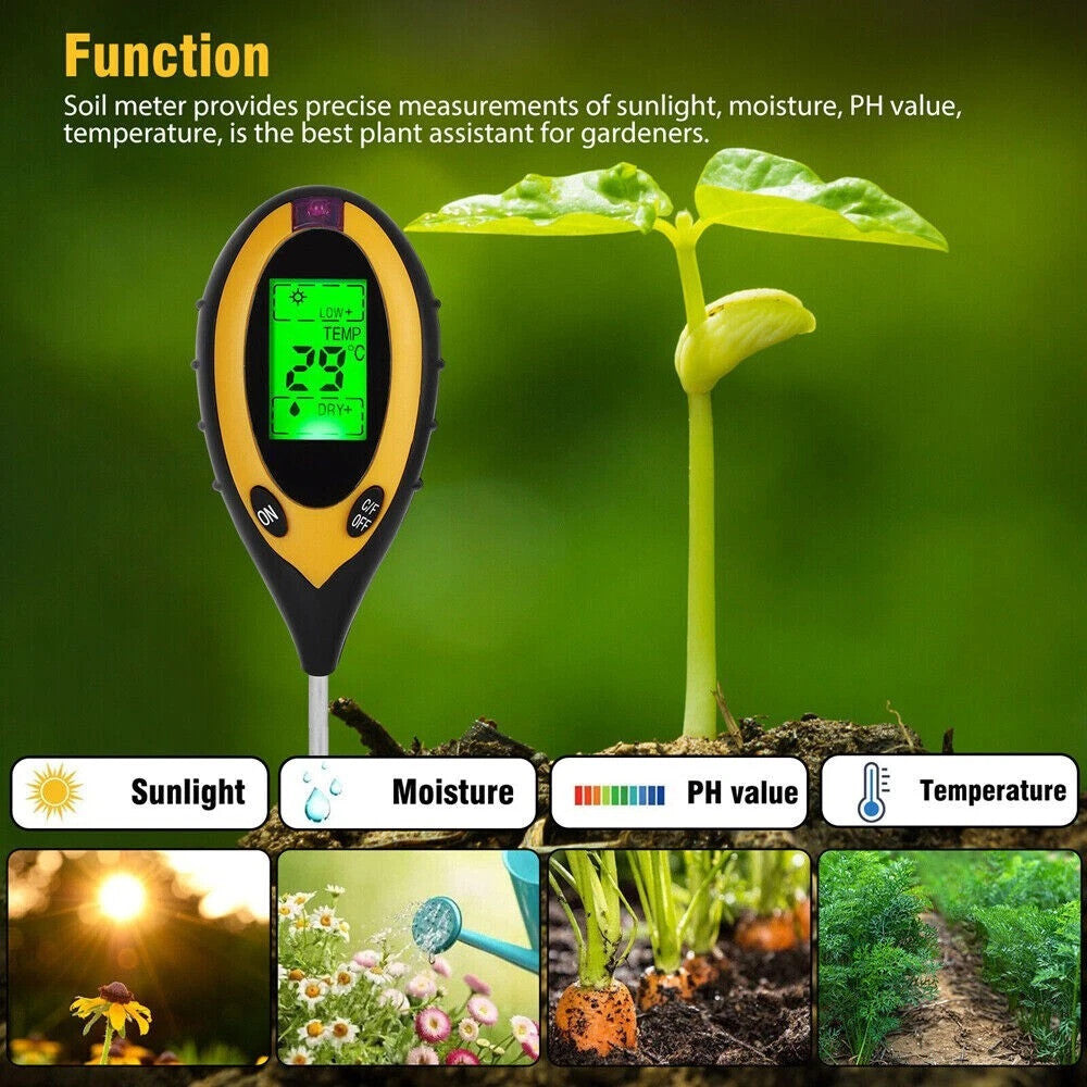 🔥4-in-1 Digital Soil PH Tester–Moisture, Temperature&Light Meter for Plants🔥