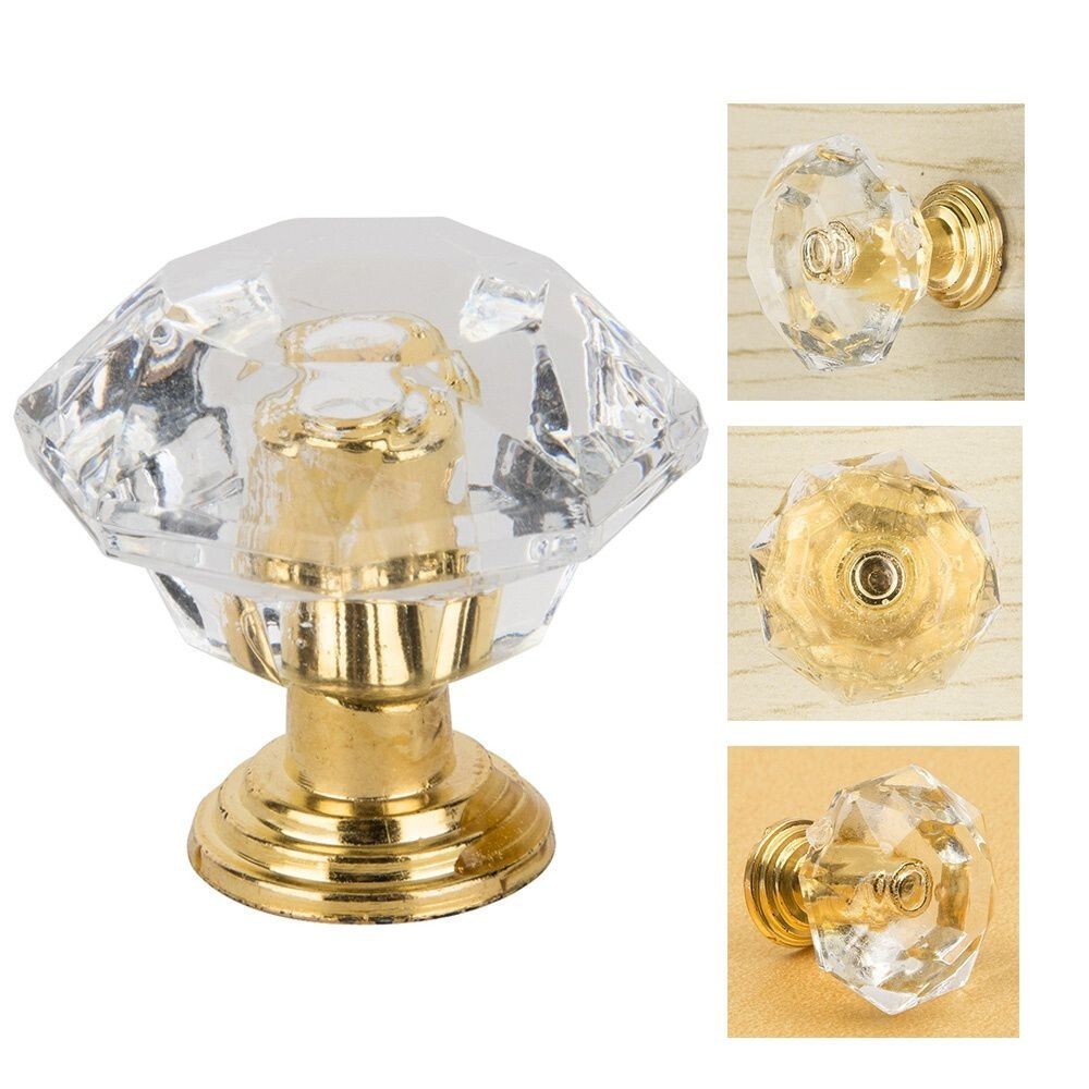 10Pack Diamond Shape Crystal Knobs Cupboard Drawer Pull Handle Door Cabinet Knob