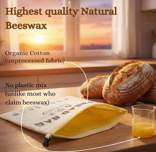 Loafguard Beeswax Bread Bag,Beeswax Bread Bags with Natural Bees Wax,Reusable