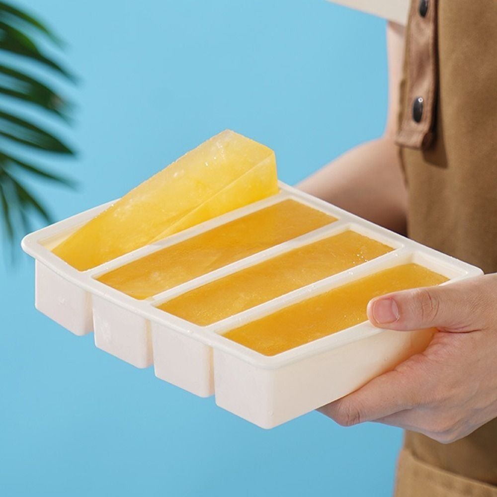 Silicone Food Freezing Molds 4 Grids Food Sauce Storage Durable Freezer Trays