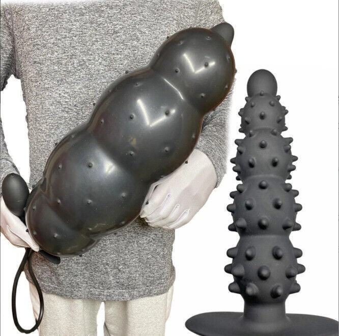 Huge Inflatable Male-Prostate-Anal-Butt-Plug-Dildo-Beads-Men-Women-Lubricants UK