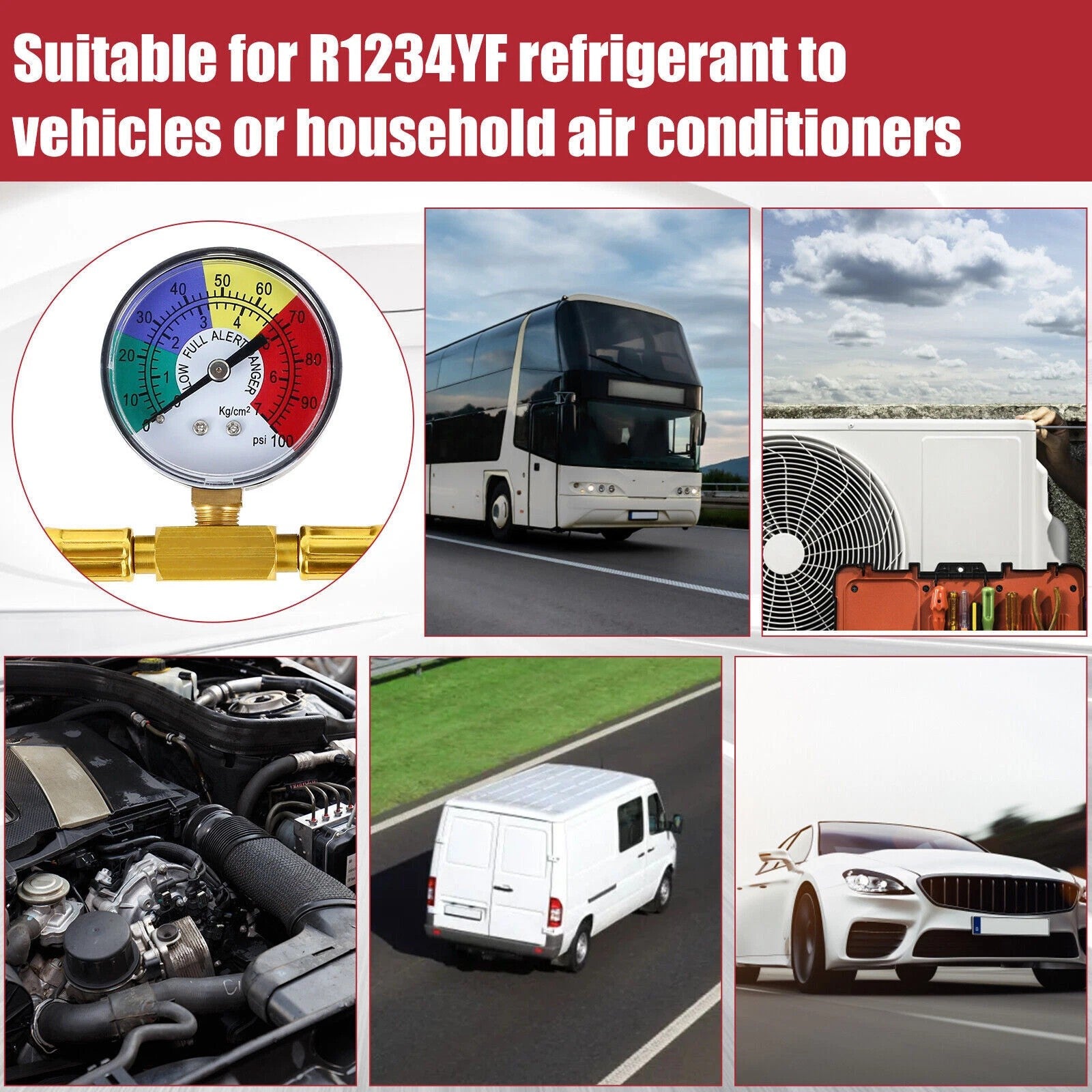 Refrigerant Charge Hose R1234YF Recharge Hose with Gauge Strong Construction Kit