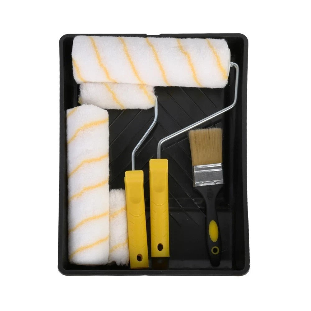 Paint Roller Set with Extension Pole Tray Brush and Roller Sleeves Wall Ceiling