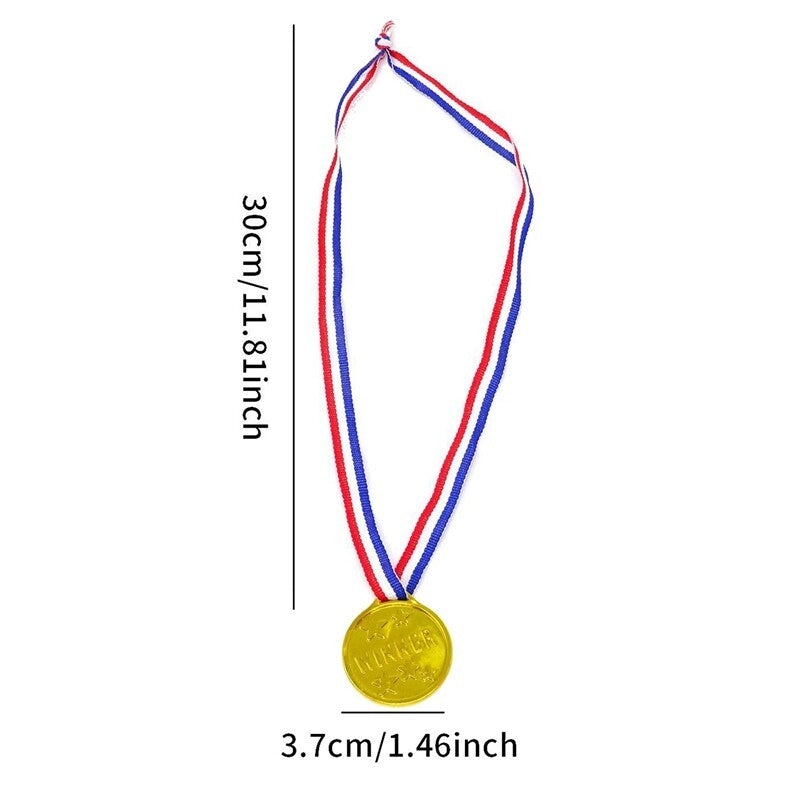 Kids Winner Medal School Sports Day Gold Reward Prize Plastic Party Bag Filler