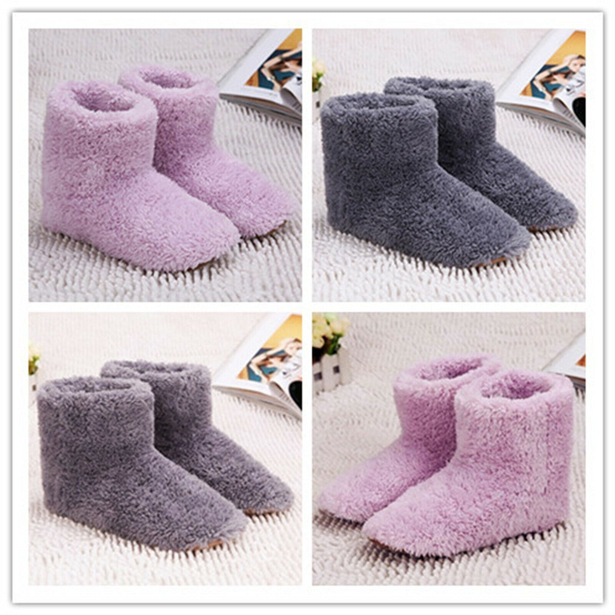 Winter USB Warmer Foot Shoe Plush Warm Electric Slipper Feet Heated Washable
