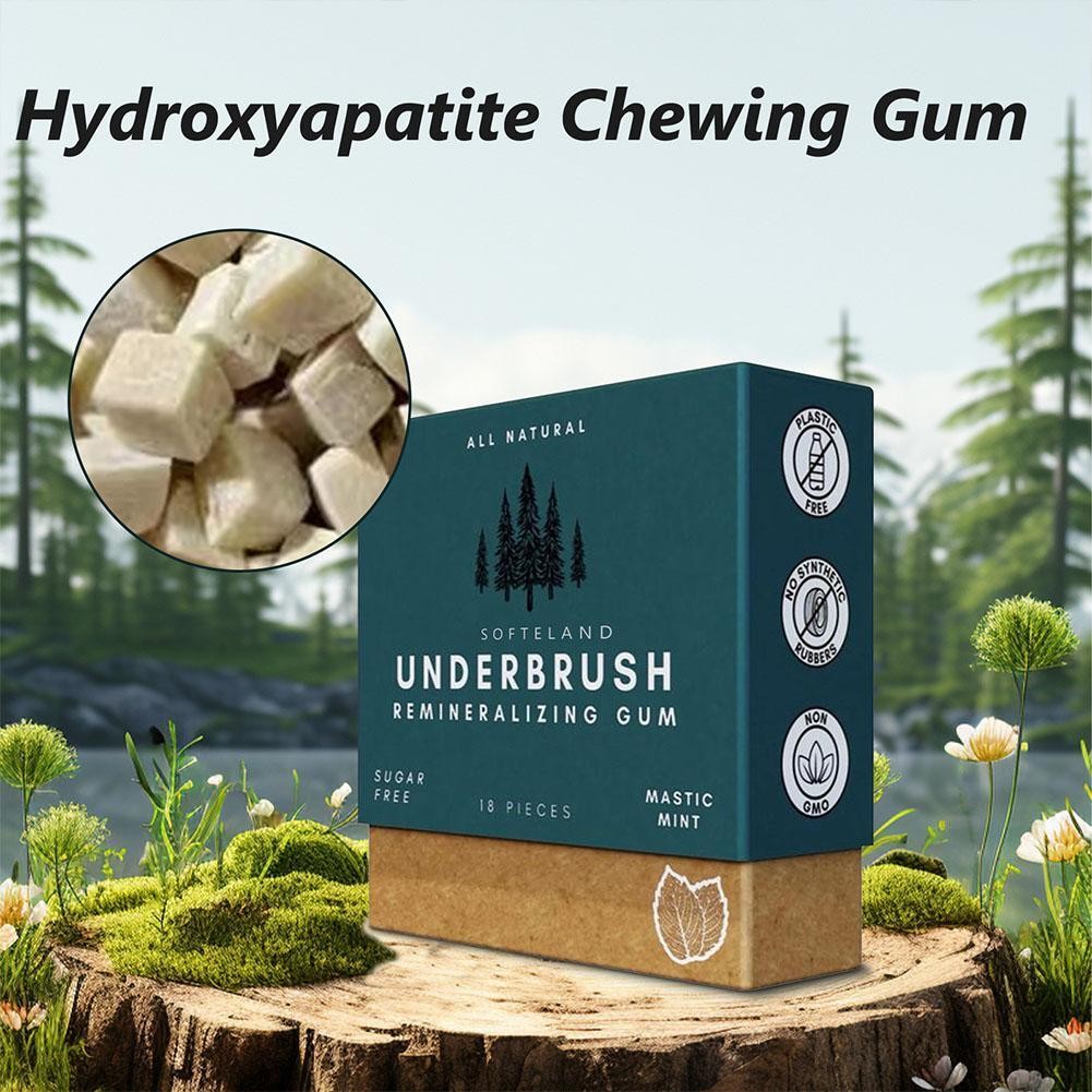 3 Packs Mint Underbrush Remineralizing Chewing Gum With Nano Hydroxyapatite