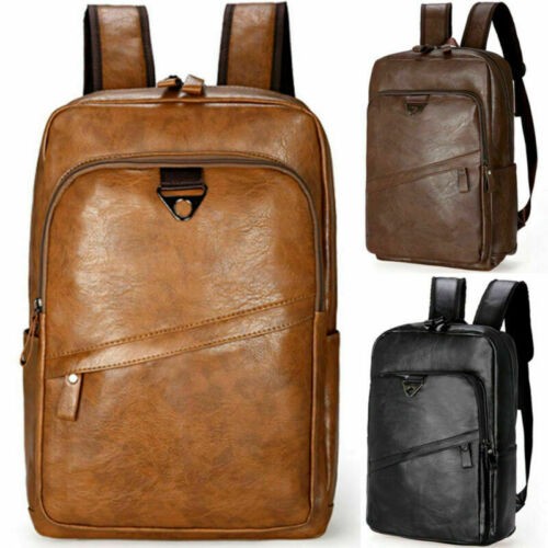 Men's Vintage Style Real Genuine Leather Bag Rucksack Laptop Backpack Brown Bag