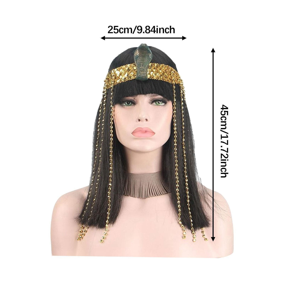 Black Cleopatra Wig with Bangs for Celebrations Stage Performances Carnival
