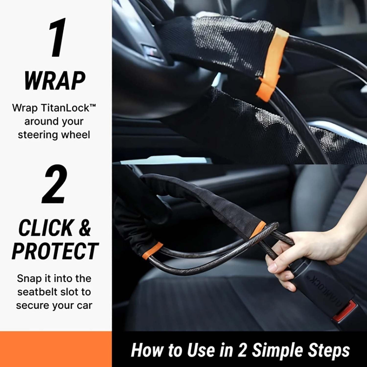 Titan Steering Wheel Lock – Heavy Duty Anti-Theft Car Security Device for Cars