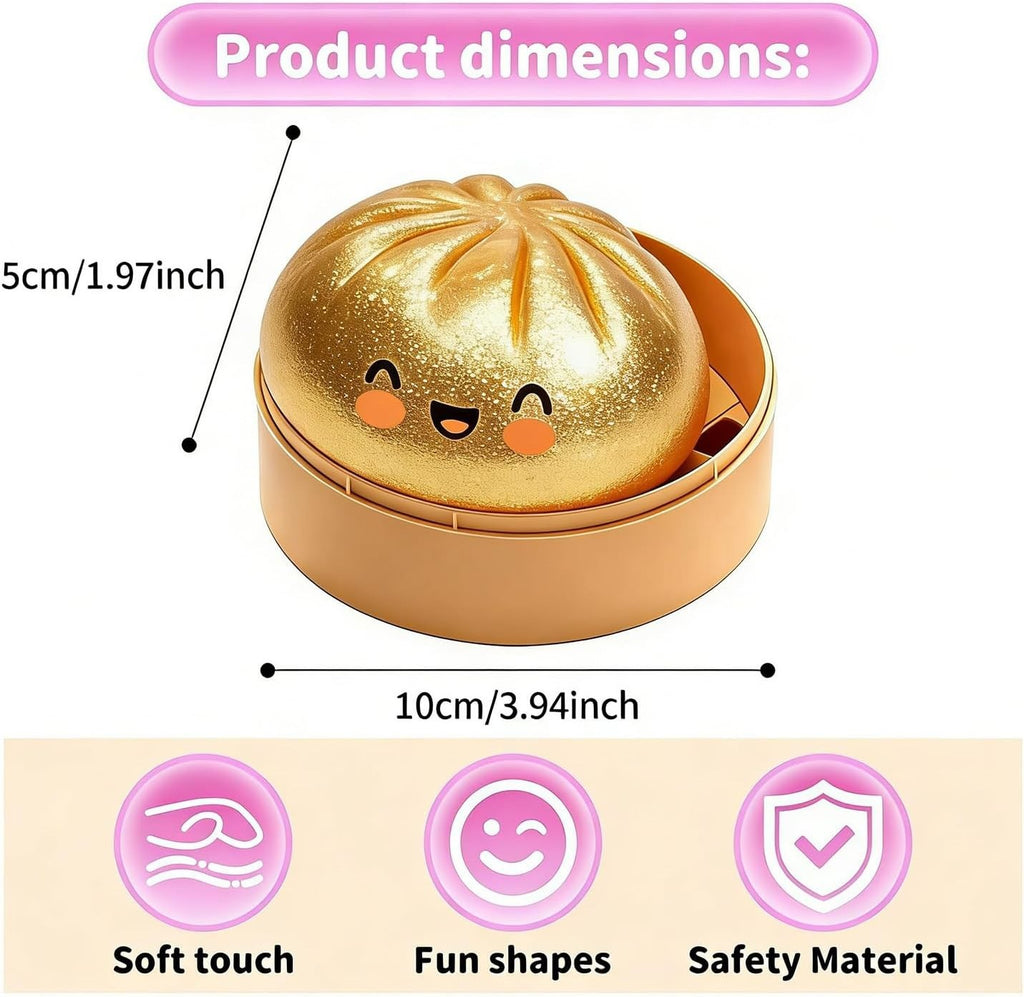 Glitter Dumpling Squishy Toy Stress Relief Fidget Soft Calming Gold