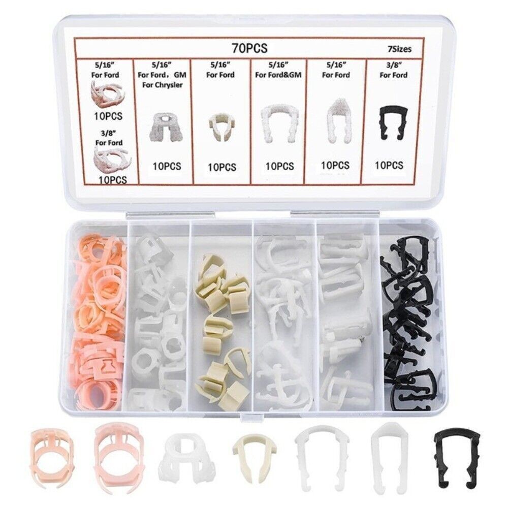 70Pcs Nylon Fuel Line Retaining Clip  Assortment Kit Clip  For Car