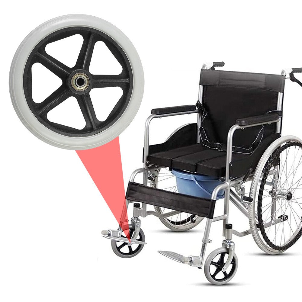 2x 7" Heavy Duty Wheelchair Replacement Front Wheel Smooth Caster Solid Wheels