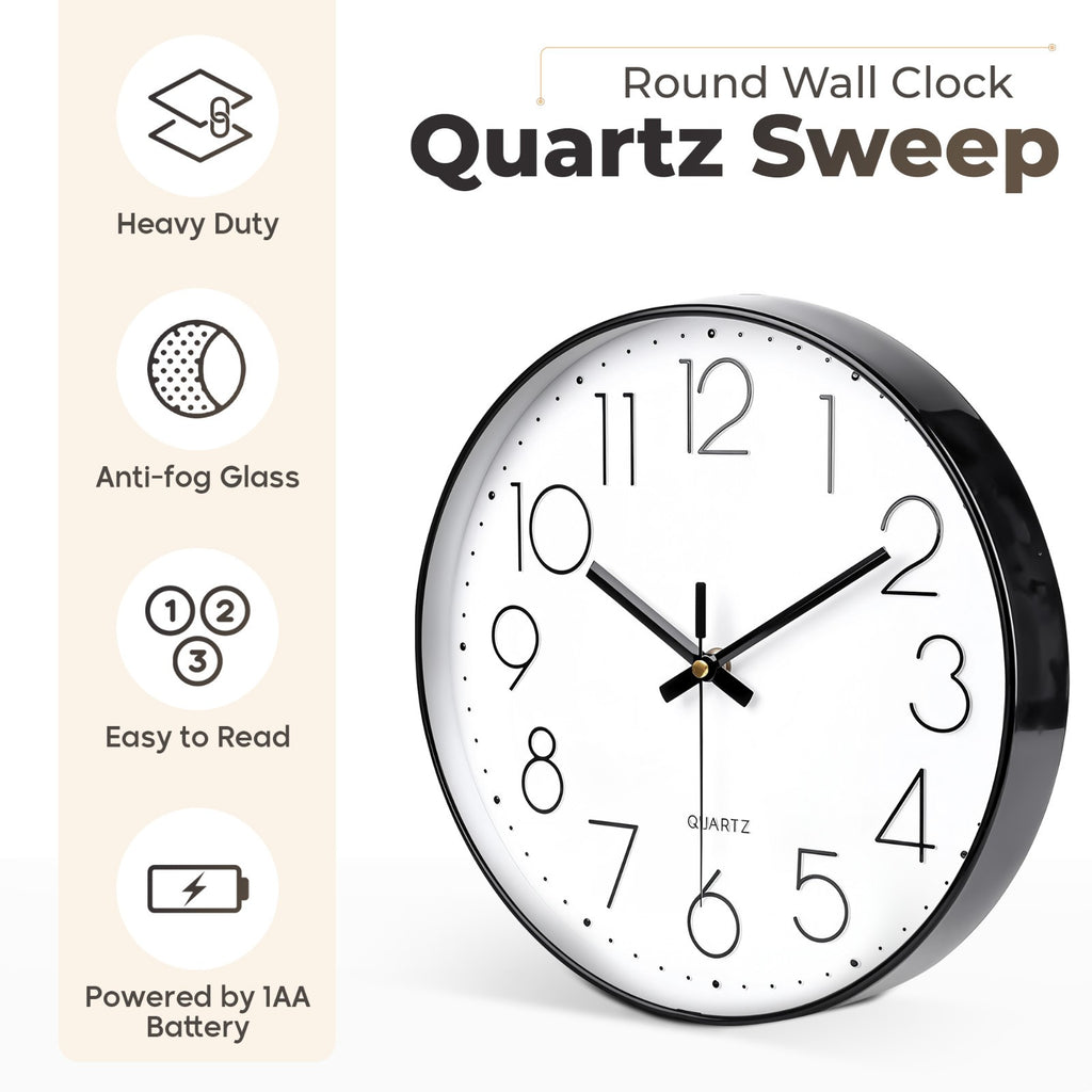 Wall Clock Silent Non Ticking Clock for Living Room Bedroom Kitchen Office UK