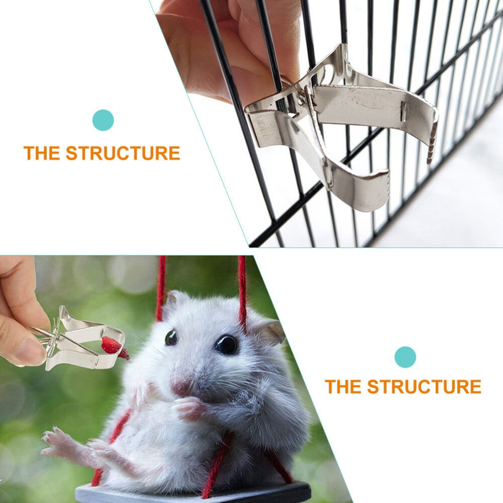 6pcs Bird Food Clips Stainless Steel Cage Clips Bird Cage Supply