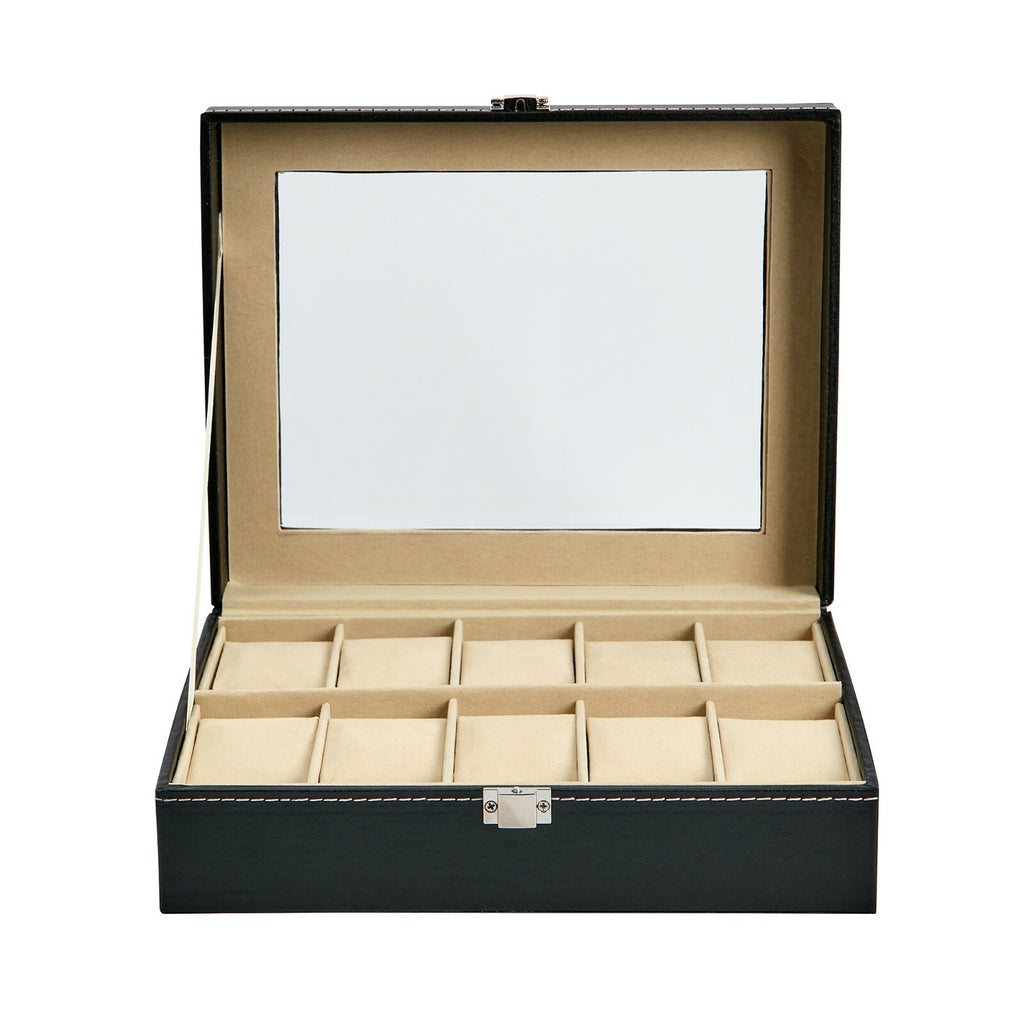 MENS 6 10 12 GRIDS PU LEATHER WATCH DISPLAY CASE COLLECTION STORAGE HOLDER BOX