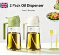 2 IN 1 Glass Oil Dispenser & Sprayer BBQ Cooking Olive Sprayer Bottles 470ml UK