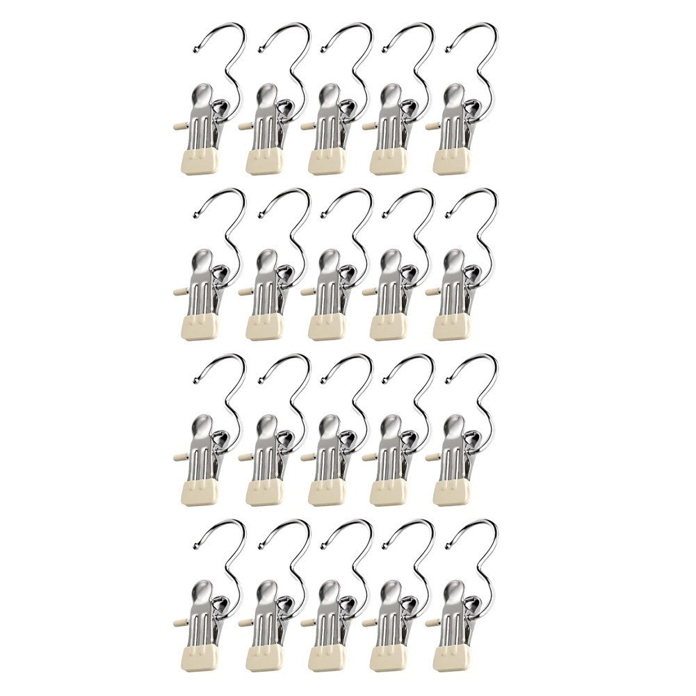 Multifunctional Stainless Steel Hook Clips 20 Pcs for Securing Pants and Socks