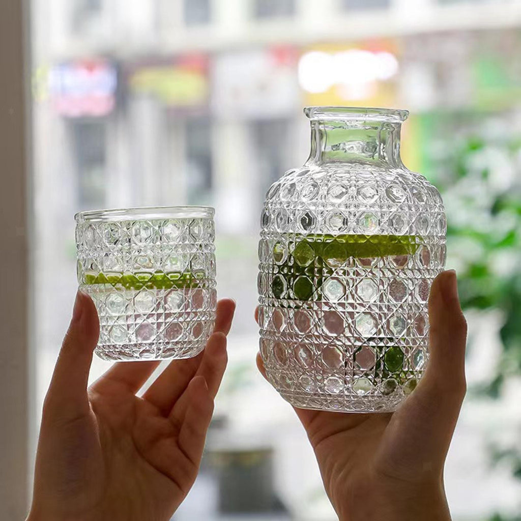 Bedside Water Jug and Glass Set Home Night Glass Water Jug Set Clear