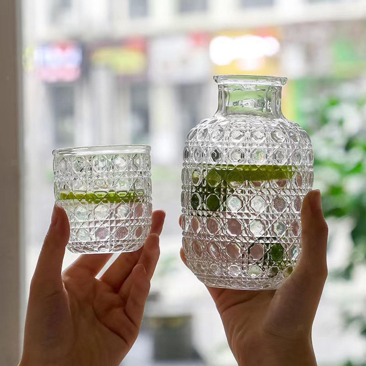 Bedside Water Jug and Glass Set Home Night Glass Water Jug Set Clear