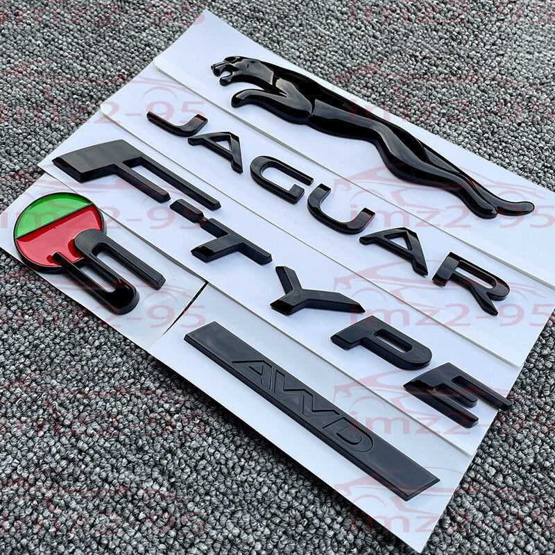 5X Glossy Black Rear Badge Fits Jaguar F-TYPE P300 R-DYNAMIC Black S AWD Emblem