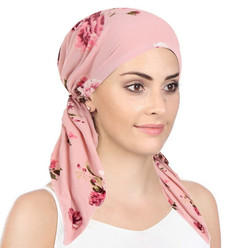 Ruffle Beanie Scarf Turban Hat Cancer Chemo Hat Printed Headwear Head Wrap Cap