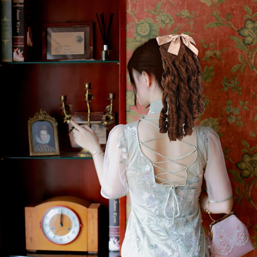 Curly Wig Ringlet Wig Retro Ringlet Hairpiece Curly Ponytail Wig Girl