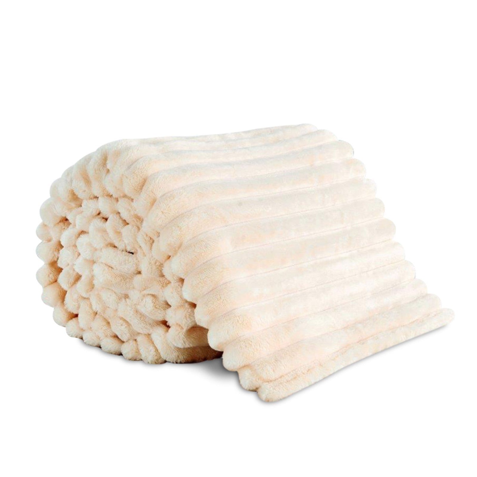 Chunky Ribbed Throw Fluffy Faux Fur Extra Large Blanket for Sofa Bed Double
